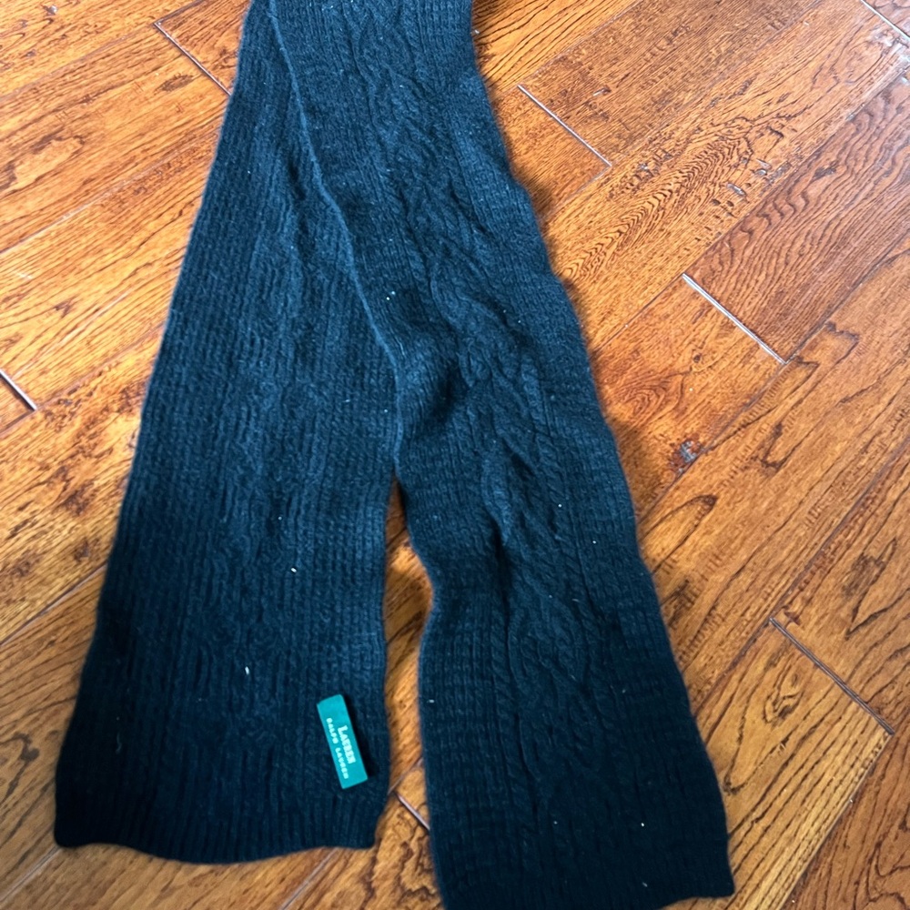 Ralph Lauren Black Cable Knit Scarf